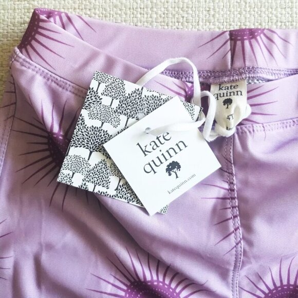 Kate Quinn Swim Shorts Trunks Spandex Lined Purple Sunburst Unisex Boys Girls 4T - Picture 2 of 4
